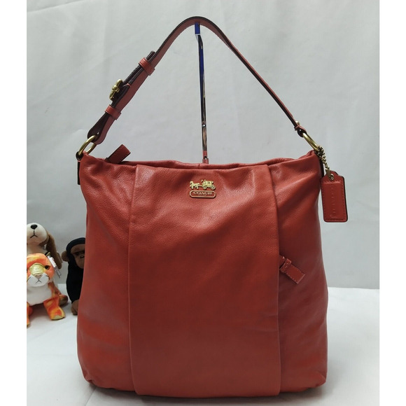 Coach Handbags - Coach Madison Orange Leather Zipper Closure Hobo Shoulder Bag